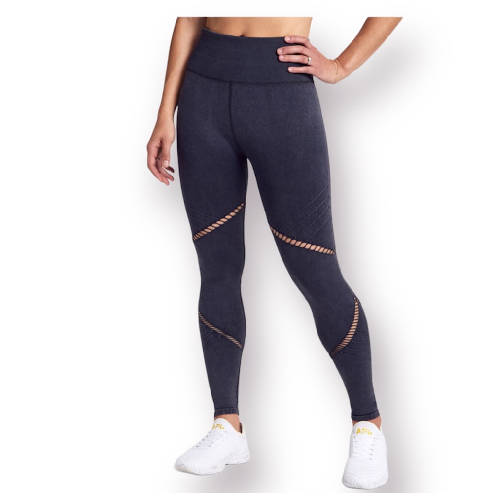 SOUL CYCLE Seamless Moto Leggings Dark Mineral Wash XS - Picture 2 of 7